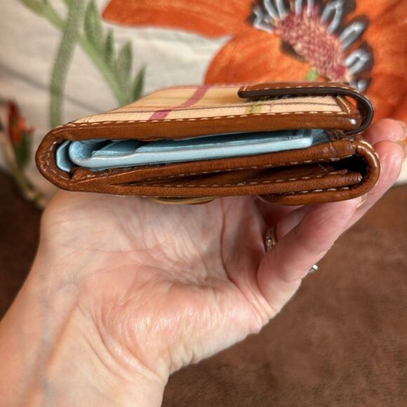 COACH BLEECKER TATTERSALL MULTICOLOR LEATHER BUCKLE FRENCH PURSE WALLET 40946 - Picture 10 of 17